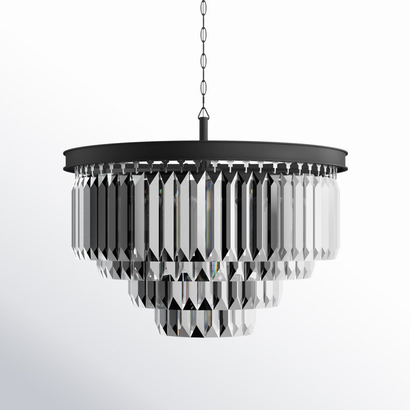 Yazmin 17 - Light Dimmable Tiered Chandelier, Gray, Matte Black