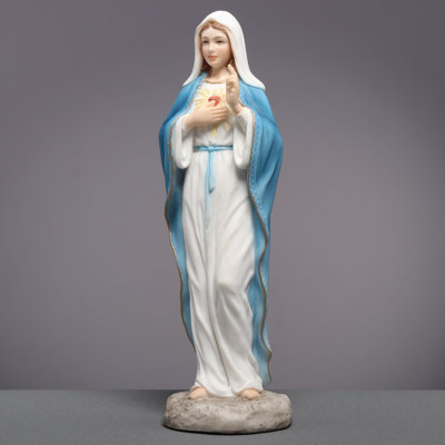 Figurine en polyrésine de 6,1 pouces de hauteur Le cœur immaculé de Marie