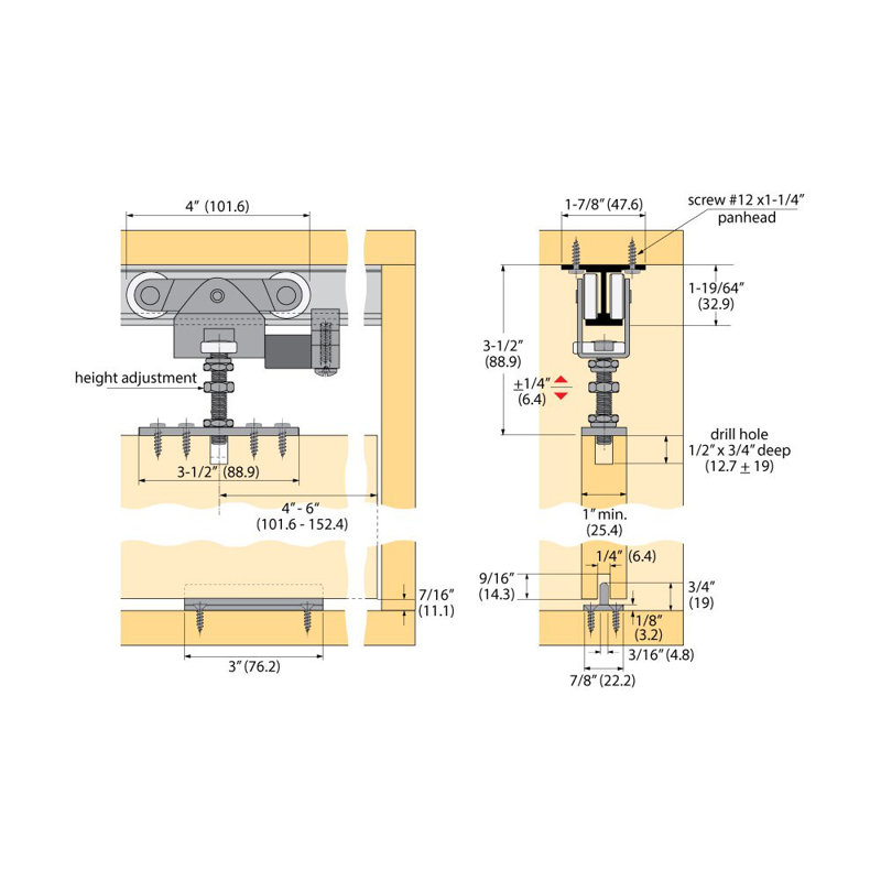 Ensemble de quincaillerie pour porte coulissante robuste de 6 pi Outwater et quincaillerie Outwater