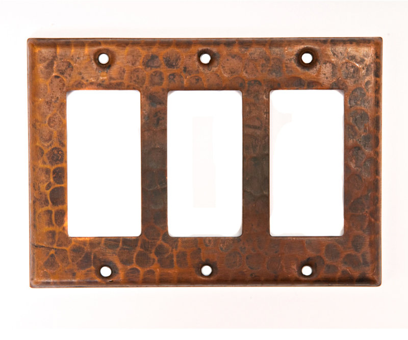 Copper Switchplate Triple Ground Fault/Rocker Cover GFI