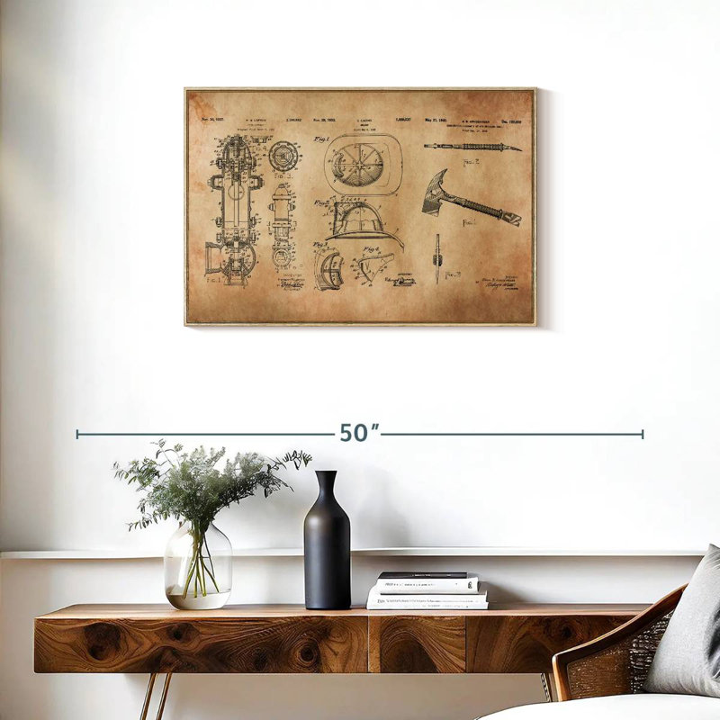 Brevet d'équipement de pompier, Cadre flottant en bois naturel, 31 po x 21 po