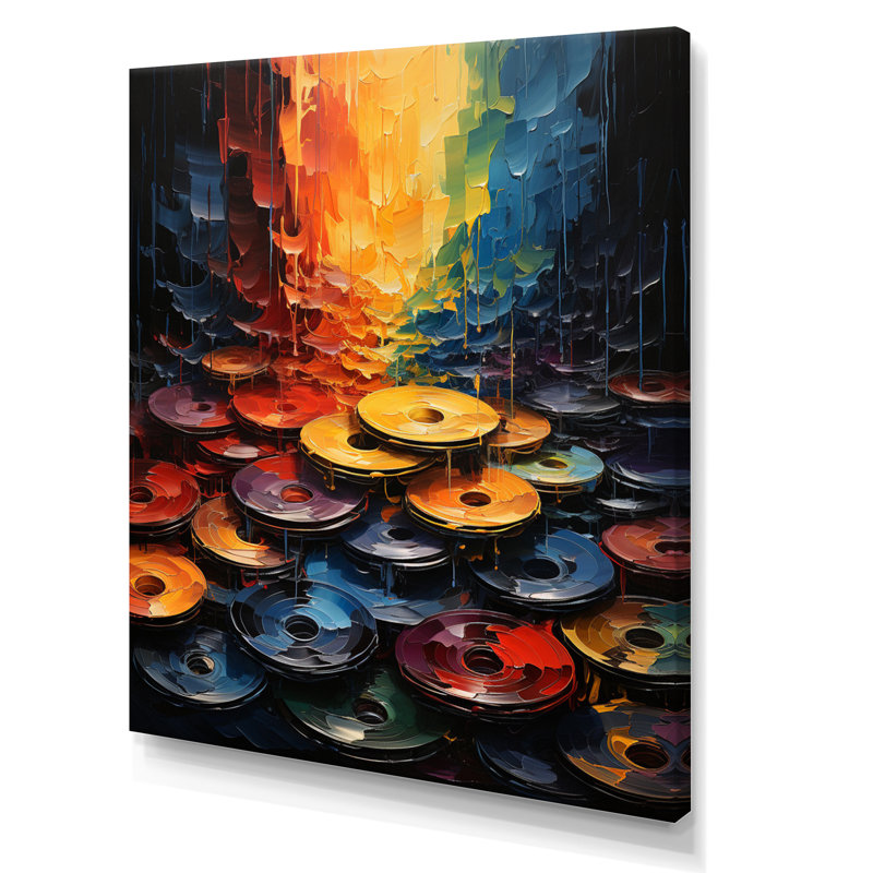 Impression sur toile colorée, disque vinyle symphonique I, 20" H x 12" W, Toile tendue