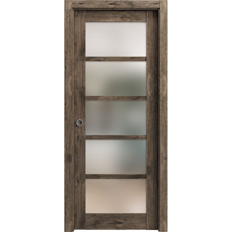 Portes à panneaux coulissantes à panneaux Quadro, Chêne cognac, 32 po x 80 po