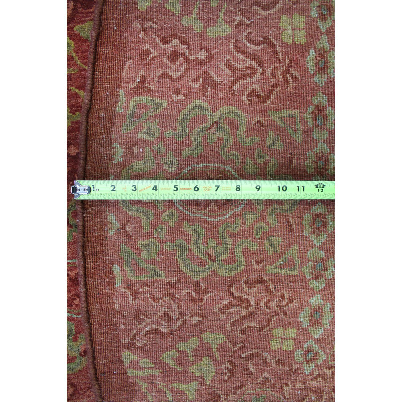 Tapis unique rouge en laine et en coton tissé à la main de style nouvel âge 8 pi 2 po Mamluk