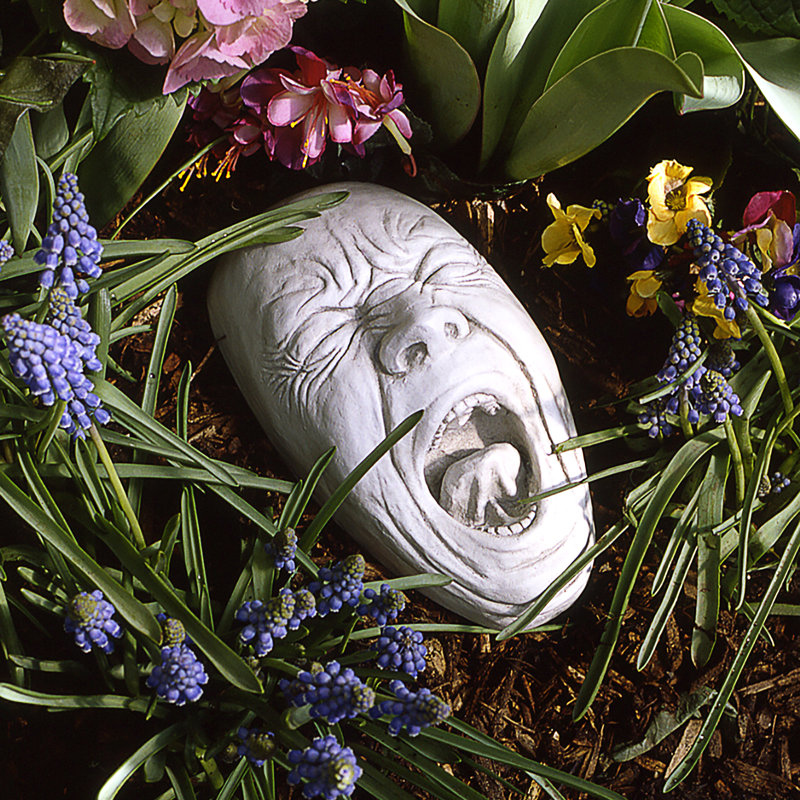 Screaming Simon Wall Sculpture, 9.5" H x 5" W x 4" D, Antique Stone