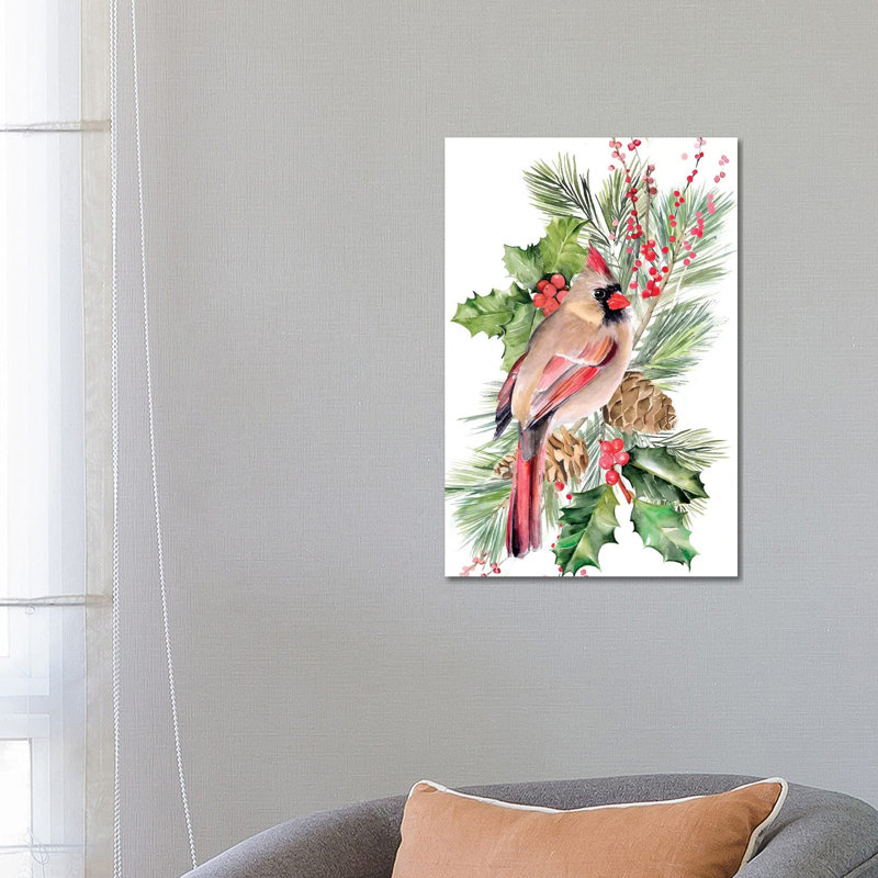 Cardinal Holly Christmas Collection B 1 Piece Wrapped Canvas Wall Art, 66.04 cm H x 45.72 cm W