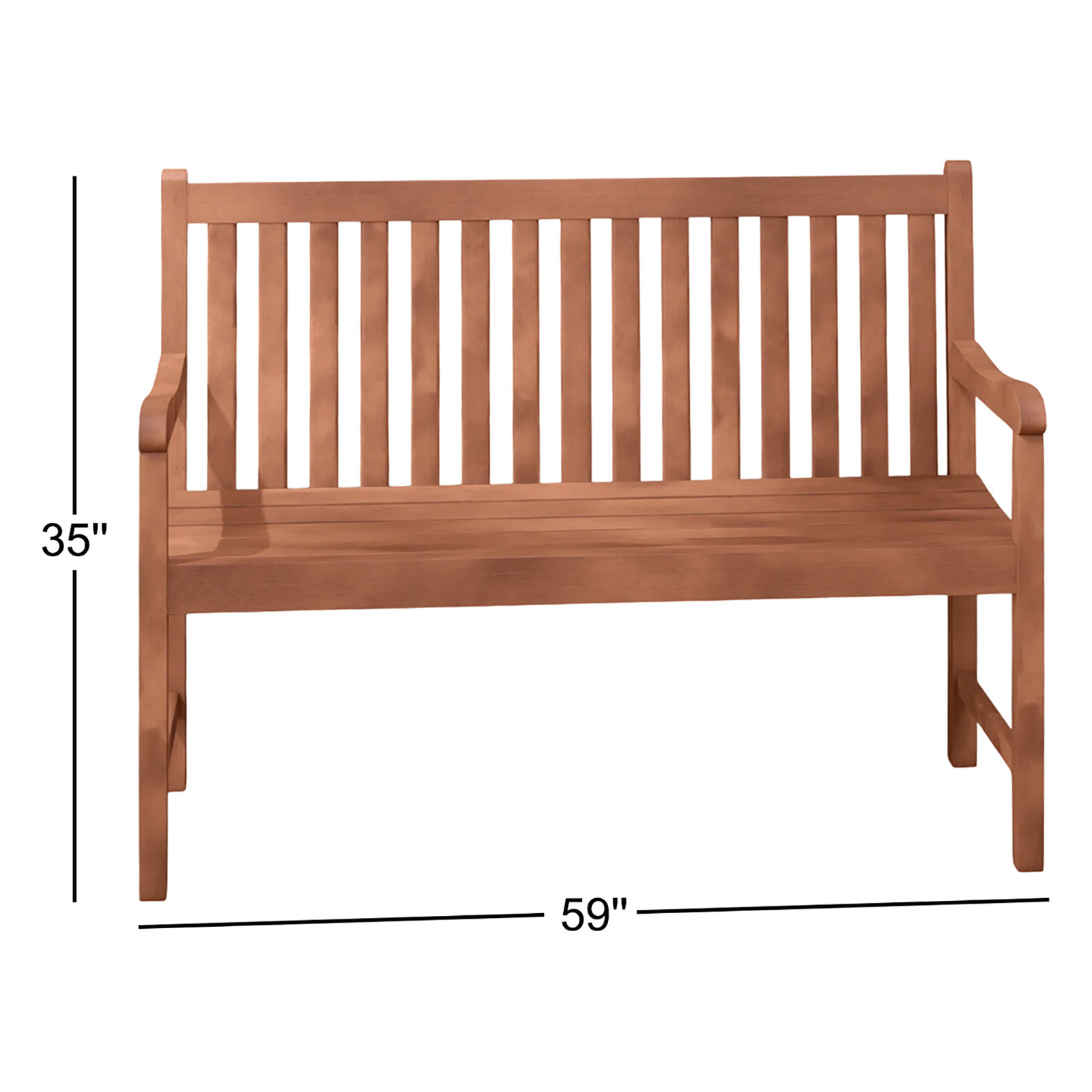 Aundraya Eucalyptus Outdoor Bench, 35" H x 59" W x 19" D