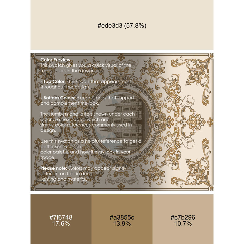 Machine Washable Owan Milan Cathedral Duomo Ornate Traditional Vintage Look Rug in Beige – Beige Binding, 2x3