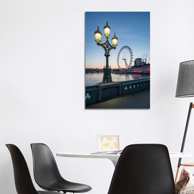 London Eye and Westminster Bridge at Dusk 1 Piece Wrapped Canvas Wall Art, 101.6 cm H x 66.04 cm W