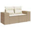Ensemble de canapé de jardin en rotin PE beige, acier thermolaqué Vidaxl, verre trempé