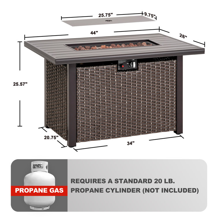 Wade Logan® Anaka Aluminum Propane Outdoor Gas Fire Pit Table & Reviews