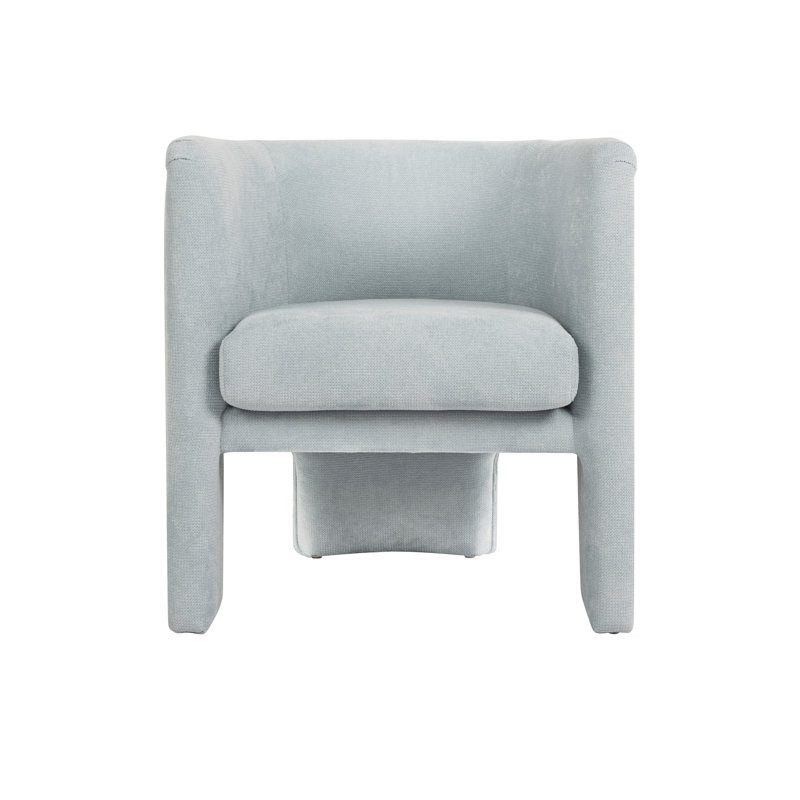 Fauteuil demi-tonneau rembourré Lansky, Chenille bleu clair