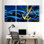 «Blue Waves Golden Anchor», ensemble de 3 impressions sur toile