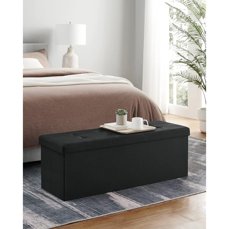 110x38x38cm Fabric Upholstered Bench, Light Black