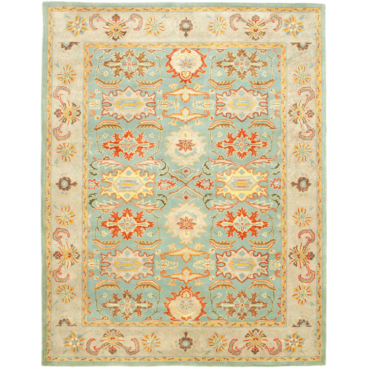 Tapis oriental bleu clair en laine touffeté à la main Chaim