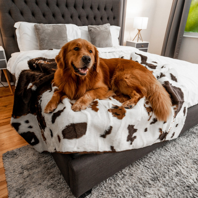 PupProtector Waterproof Throw Blanket, 80" x 62", Brown Cowhide