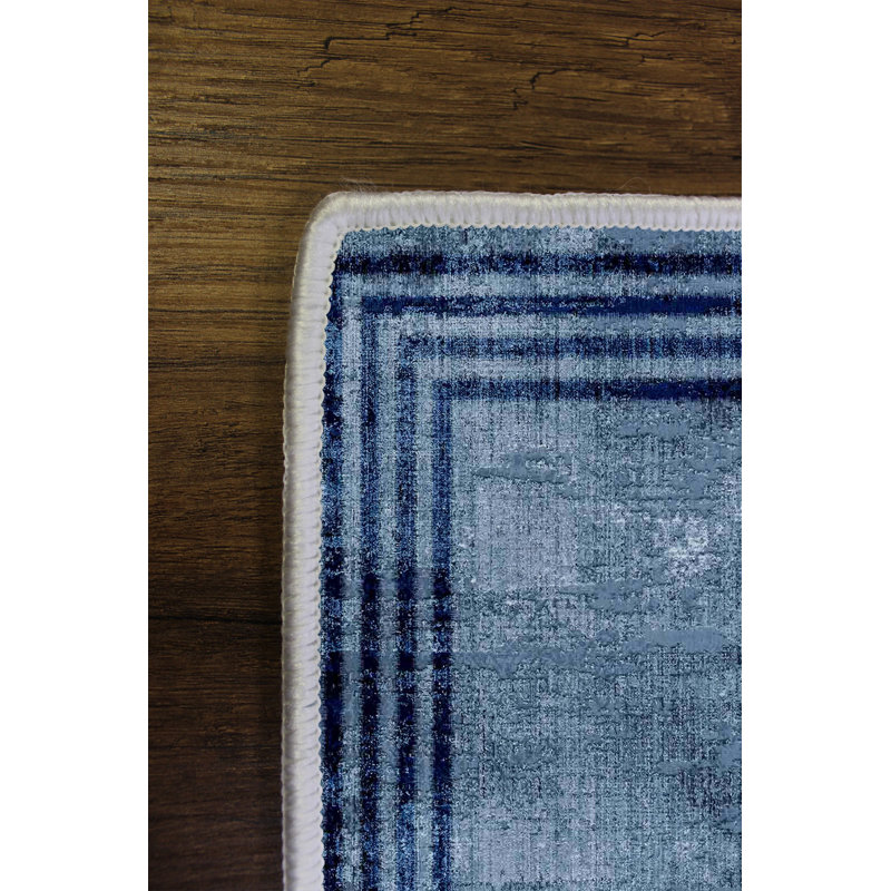 Eco-Friendly Area Rug, 100% Polyester, 70.9 x 110.2 inches | Antibacterial, Non-Slip PVC Dot Underside | Machine Washable, Digital Print Design, Perfect for Living Room & Bedroom | Durable & Stylish Blue Carpet