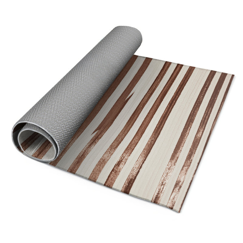 Tapis intérieur / extérieur gris HorizontalStripes, Rectangulaire 3 pi x 5 pi
