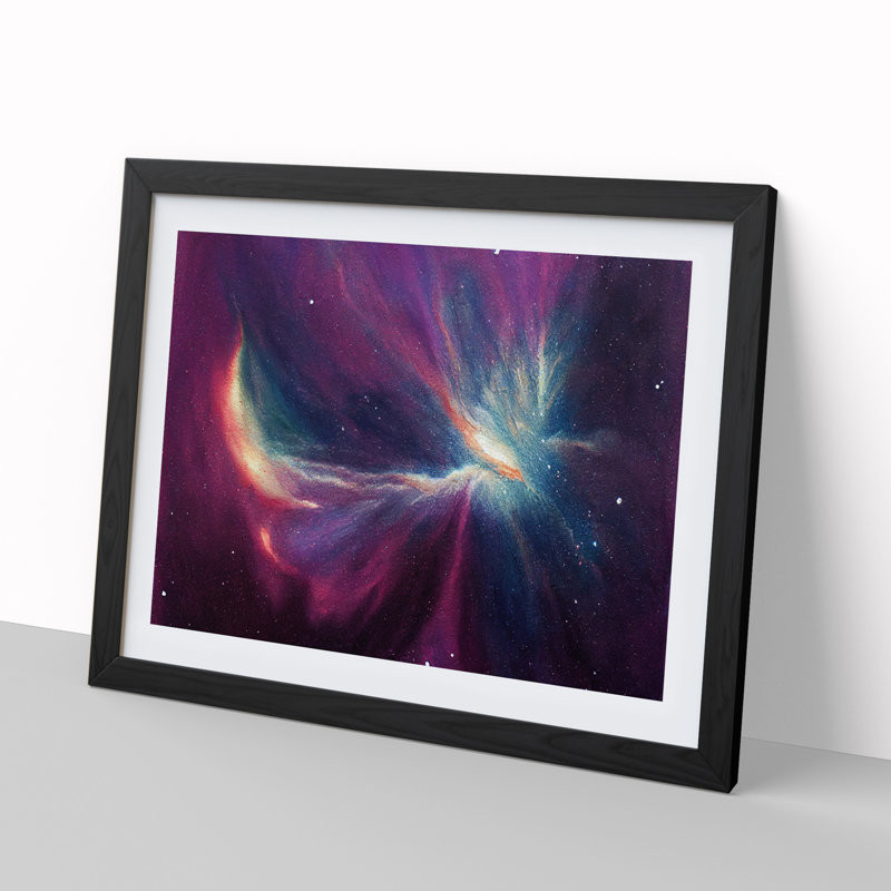 Galaxy Watercolour Vol.5 - Single Picture Frame Print, Black Framed, 46cm H x 64cm W x 2cm D