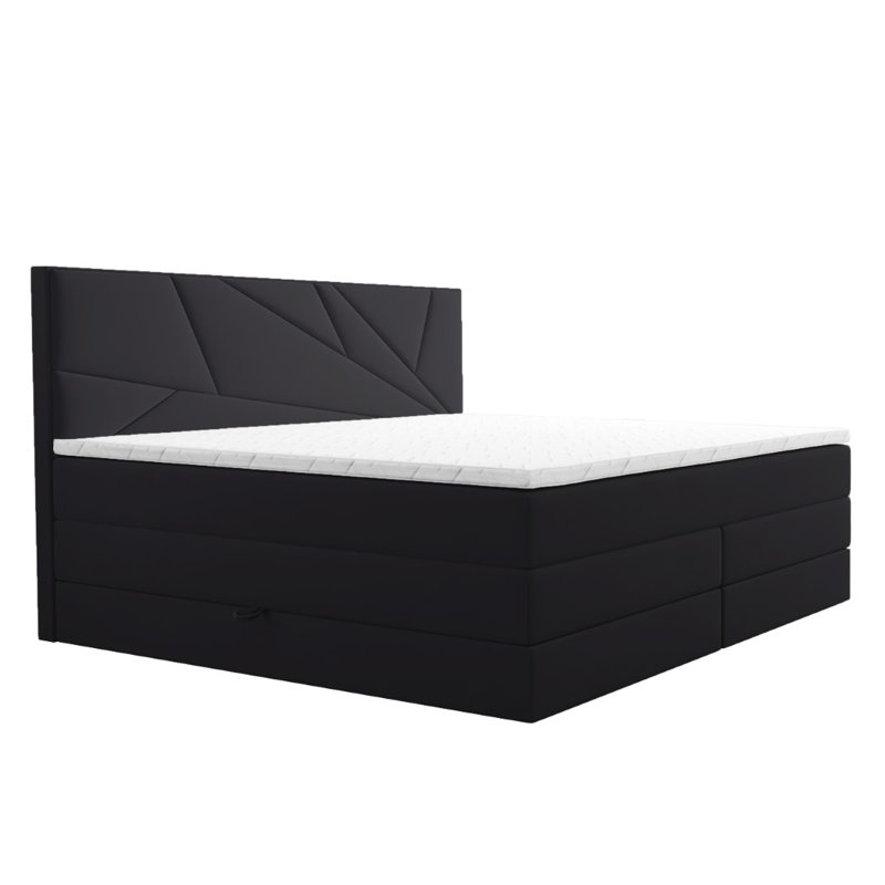 Boxspring Bed Varde with Storage, 140 x 200cm, Black