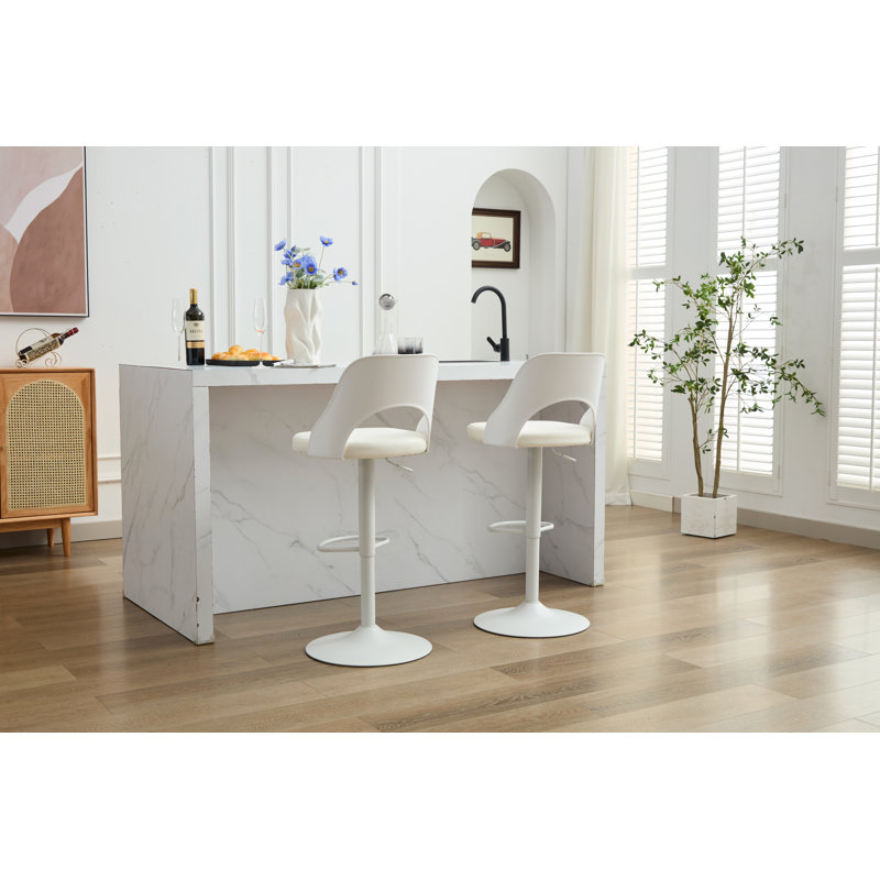 Bar Stools Set Of 2 Modernpu Counter Height Barstool, High Padded Swivel Adjustable Barstools With Back For Bar Counter And Kitchen Island