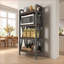 Rangement ouvert à 4 niveaux Bakers H 56,3 po x L 25,6 po de style maison de campagne | Acier Bois | Noir brun