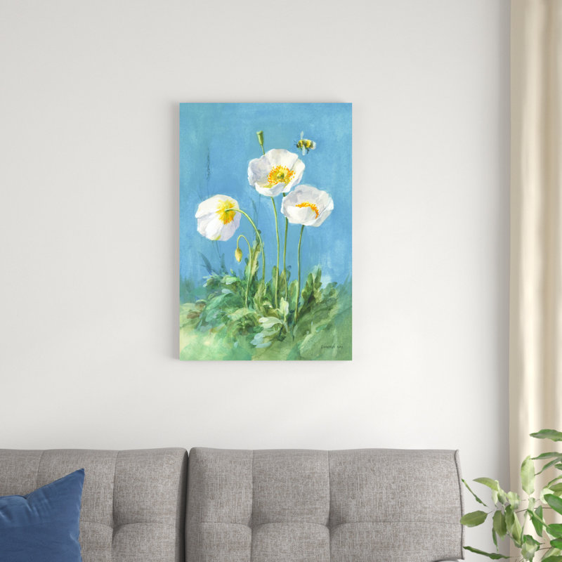 Coquelicots blancs II, H 30 po x l 20 po