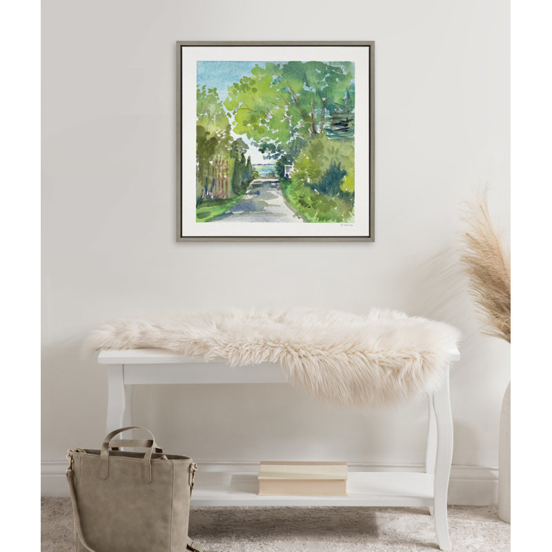«The Lane and Sea» par Patricia Shaw, reproduction d'art sur toile encadrée, Gris, H 30 po x l 30 po