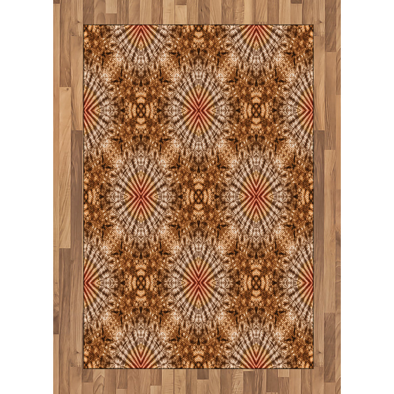 Brown High Density Long Fiber Poly Threads Decorative Area Rug Carpet, Rectangle 4' x 5'8"