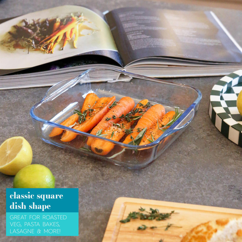 Argon Tableware Square Glass Baker Bakeware, 21cm x 24cm