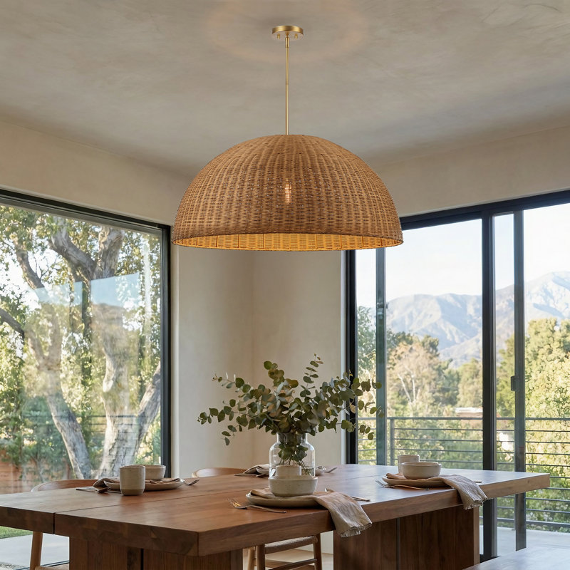 Luminaire suspendu tissé 1 lumière Harmony, H 51,26 po x l 33,46 po x P 33,46 po