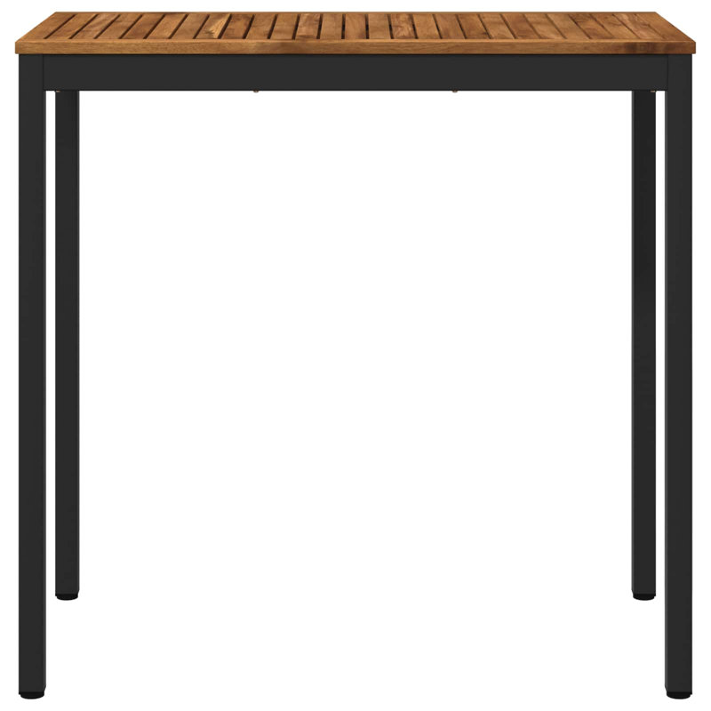 Acacia Metal Base Dining Table, Brown, 105cm H x 108.5cm W x 55cm D, Black