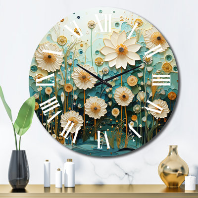 Horloge murale verte et bleue Tranquil Oasis III - Abstract Botanicals