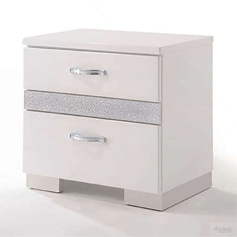 White High Gloss 3-Drawer Nightstand