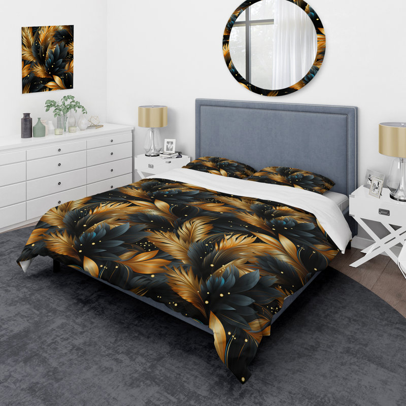 Hollywood Opulent Charm Gold And Black IV - Ensemble de housse de couette Glam
