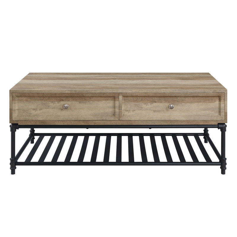 Table basse en chêne et gris sable 52,39 po Profondeur de l'emballage avec conception fonctionnelle