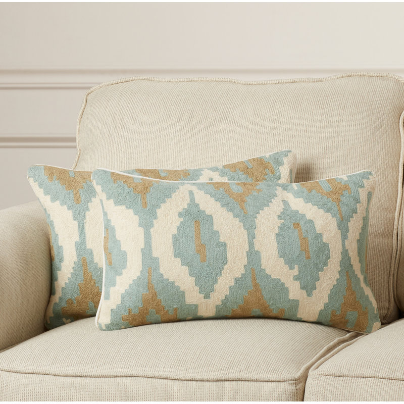 Embroidered Reversible Throw Pillow