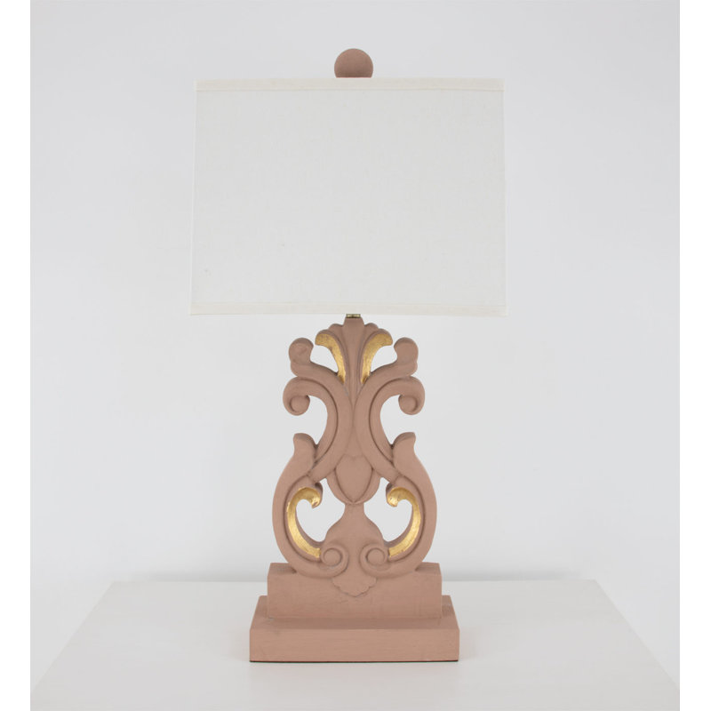Seren Table Lamp, Soft Pink/Gold Leaf, White