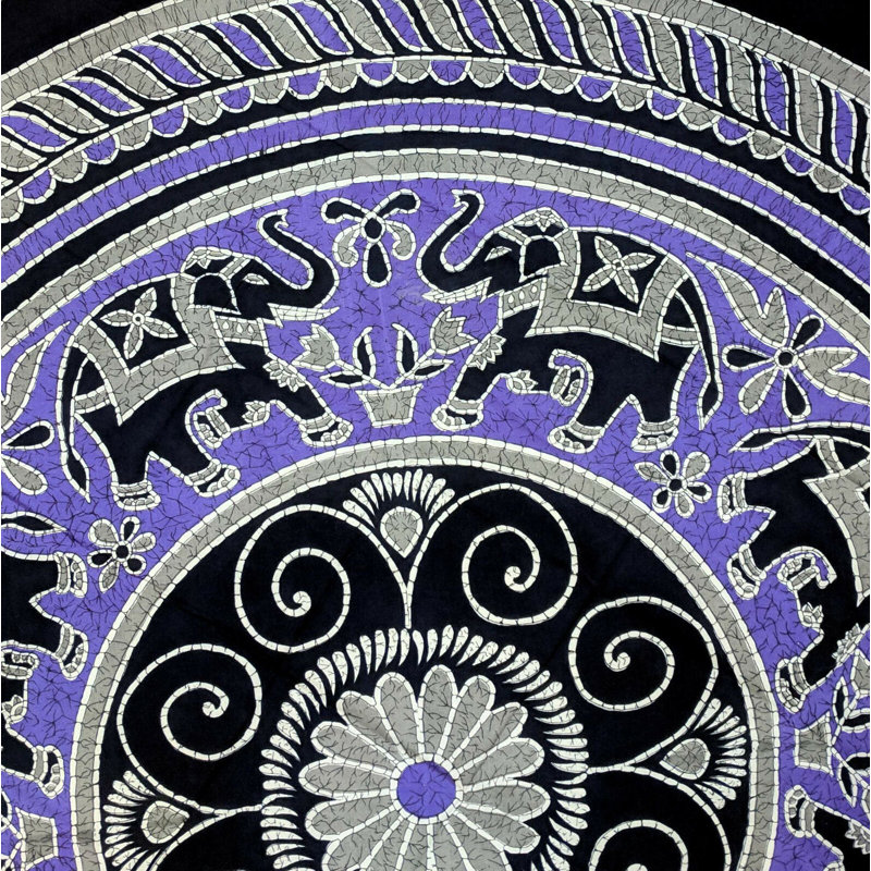 Nerseh Elephant Batik Cotton Tablecloth, Purple