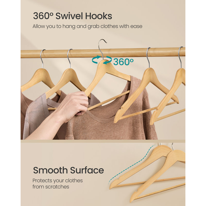 Solid Wood Non-Slip Standard Hanger for Dress/Shirt/Sweater, Brown