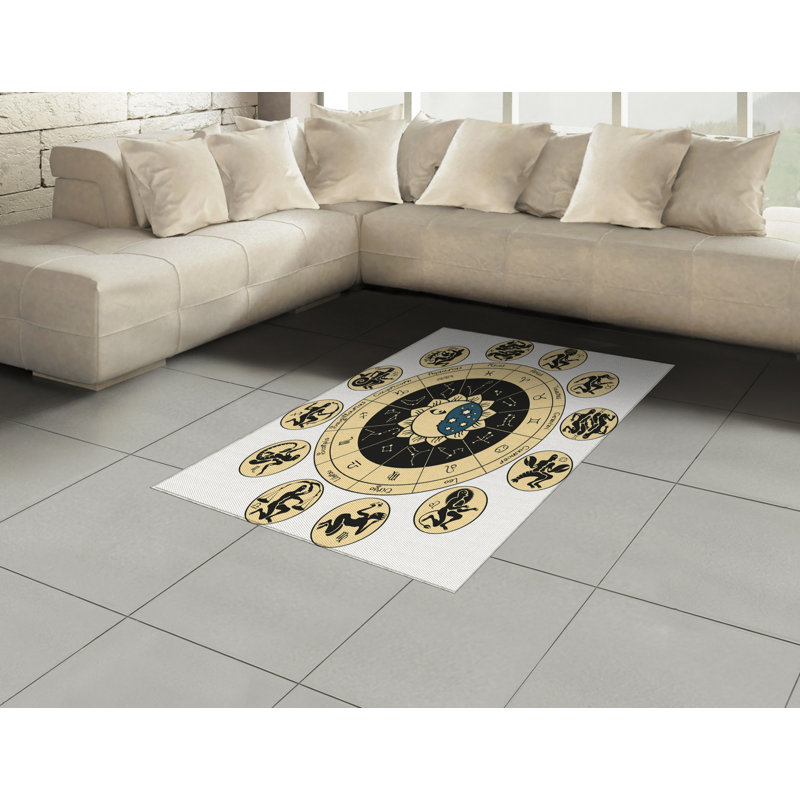 Astrology High Density Long Fiber Poly Threads Decorative Area Rug Carpet, Rectangle 4' x 5'8"