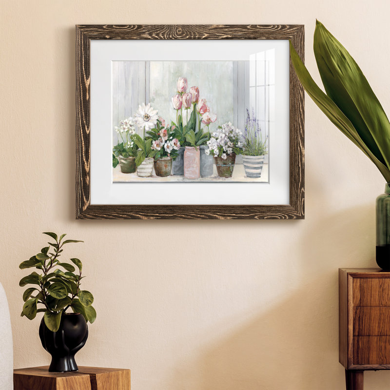 Cottage cultivé - Peinture encadrée, H 24 po x l 18 po x P 1,5 po, Encadré de bois de noyer