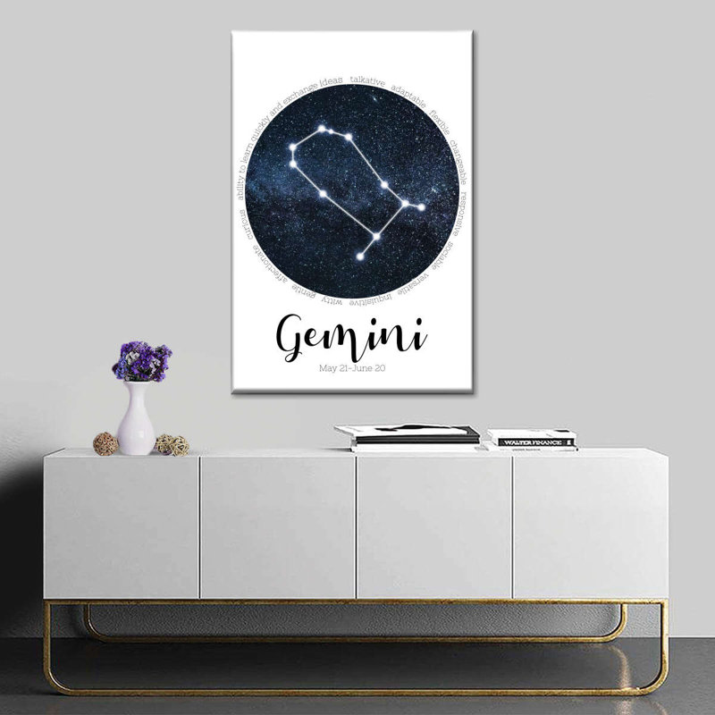Gémeaux, constellation d'étoiles, H 12 po x l 8 po x P 1 po