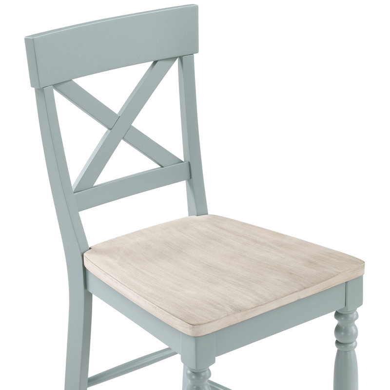 Chaise de comptoir en bois massif Darcy, Vert menthe