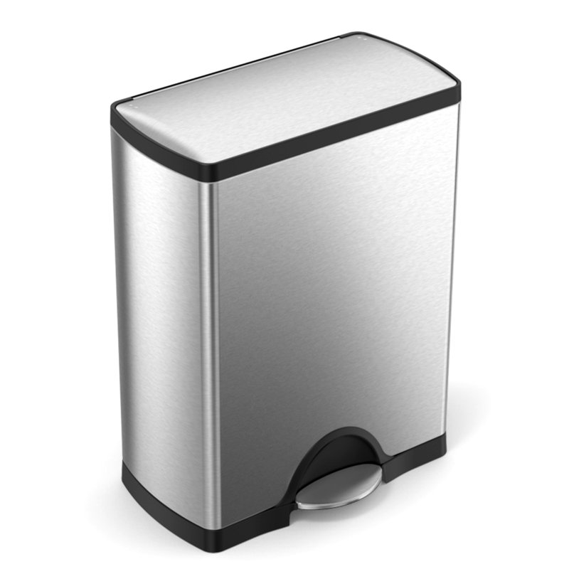 Simplehuman 46L (30/16) Rectangular Recycler, Brushed Stainless Steel