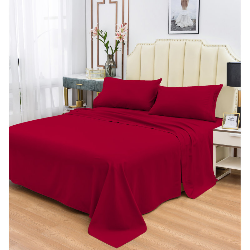 1800 Thread Count Rayon from Bamboo Sheet Set, Red, California King