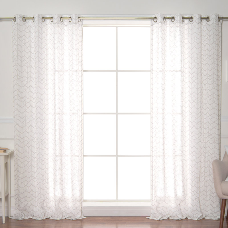 Paire de rideaux semi-transparents avec œillets Affer, Naturel