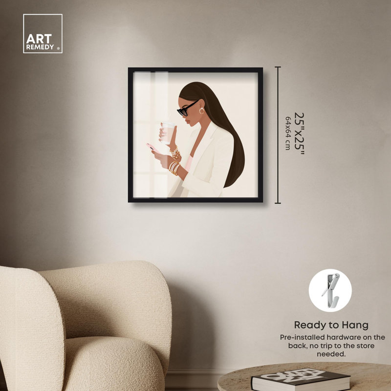 «Coffee Break Shadowbox Print» par Art Remedy, H 25 po x l 25 po, Noir