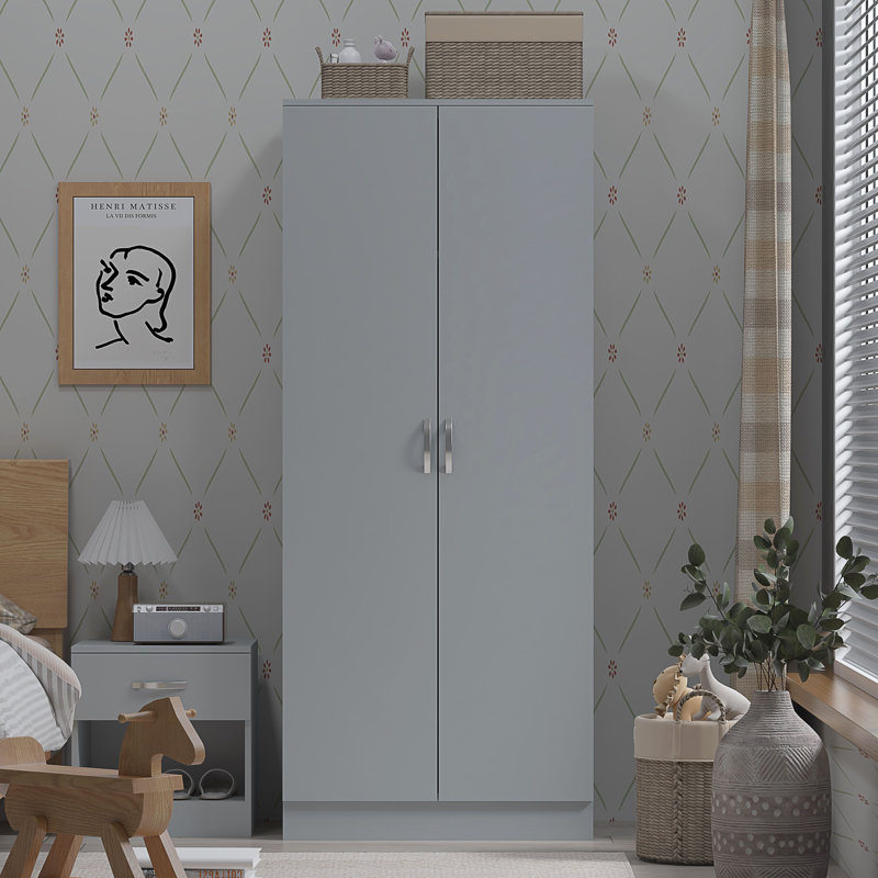 Marlesha 2 Door Manufactured Wood Wardrobe, Grey