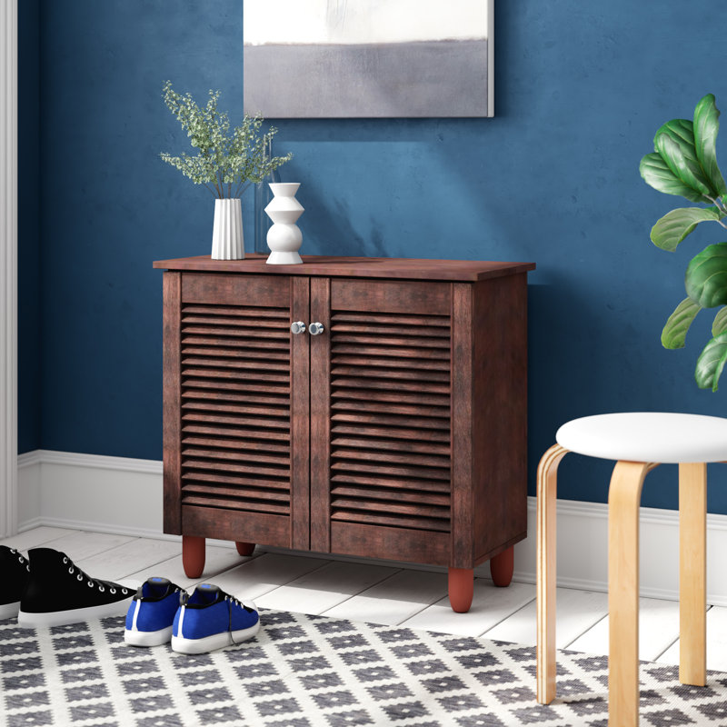 Morgan 9 Pair Shoe Storage Cabinet, Dark Oak